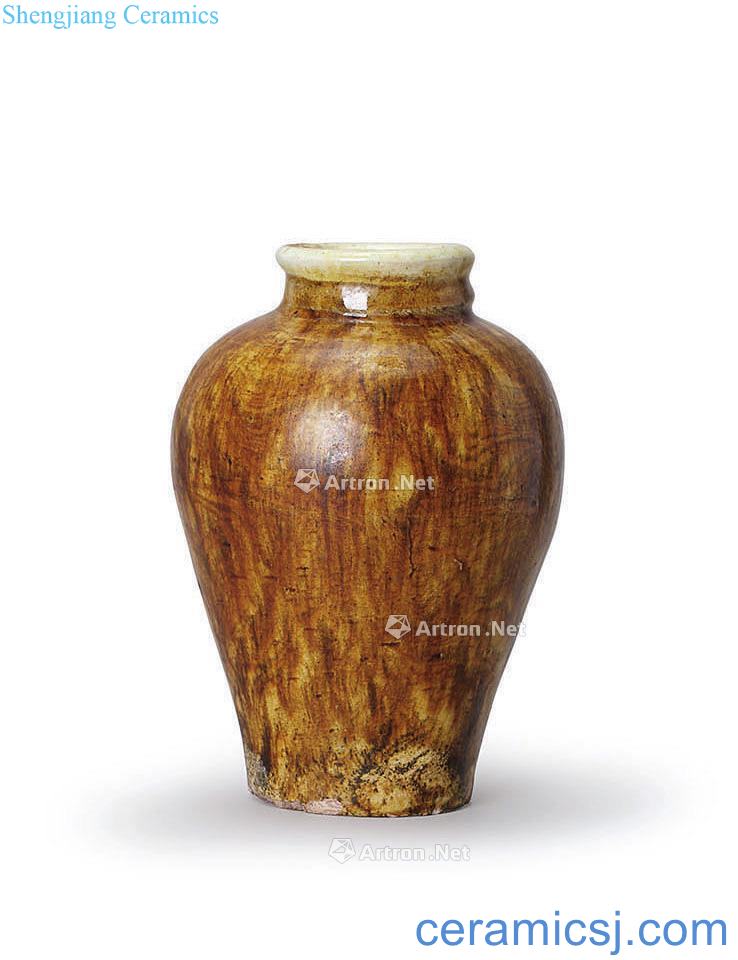 The tang dynasty Yellow glaze twisted placenta may bottle