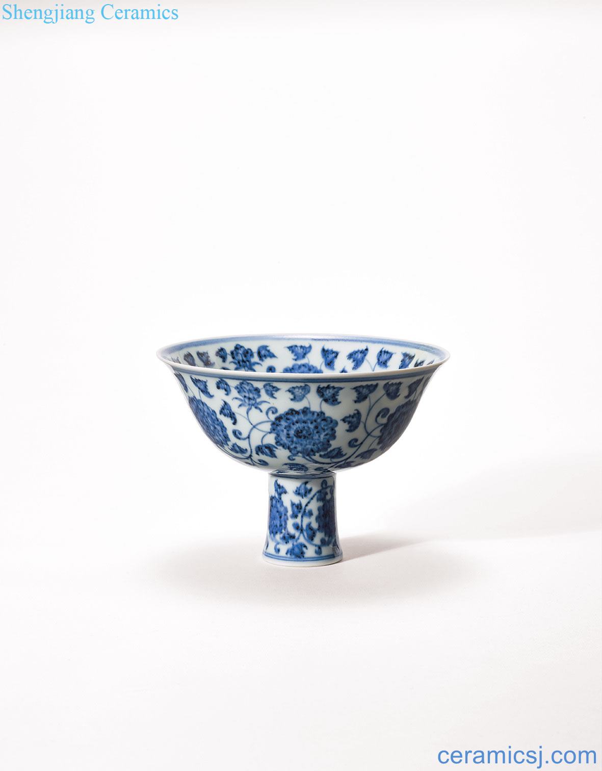 Ming xuande Blue and white branch lines footed bowl lotus