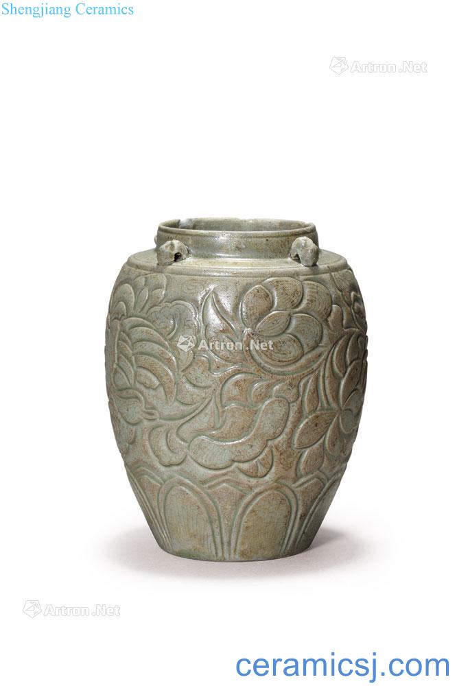 In the northern song dynasty kiln hand-cut yuanyang grain canister