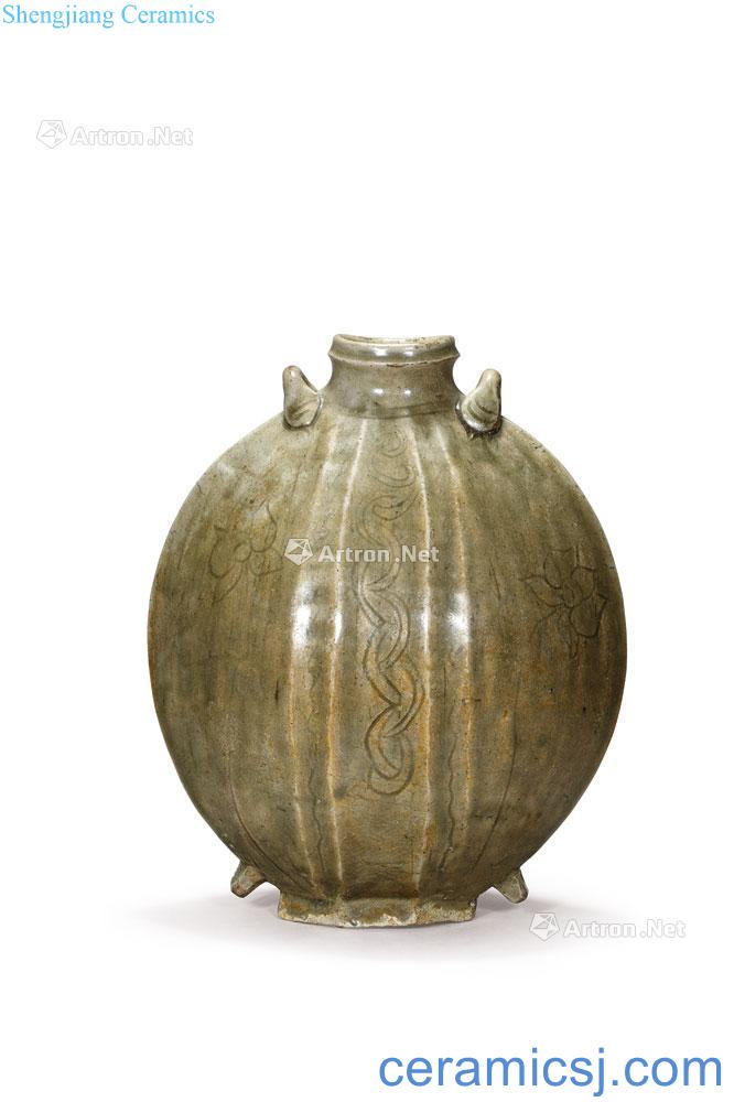 Sui dynasty Green glaze scratching eight arrises wear with pot