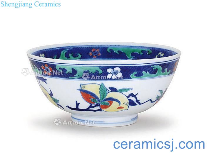 The qing emperor kangxi kiln bucket color folding branches sanduo green-splashed bowls