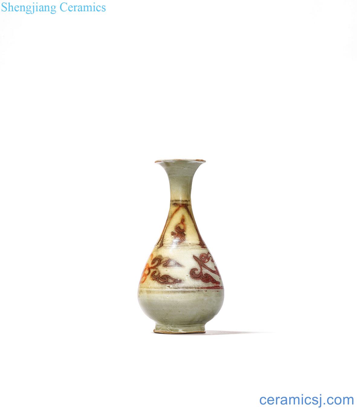 yuan Jingdezhen kiln youligong tangled branches of ganoderma lucidum grain okho spring bottle