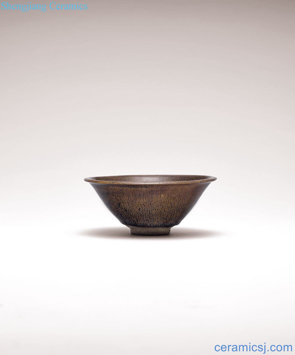 Song to build kilns black glaze oil droplets green-splashed bowls