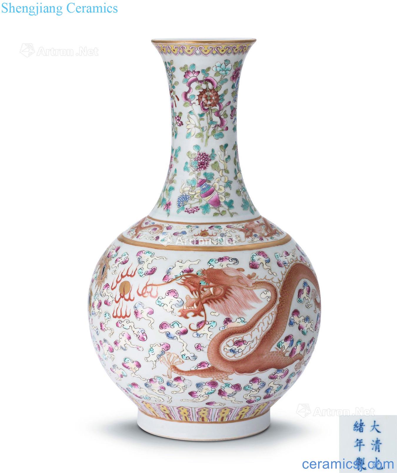 Qing guangxu Pastel longfeng pattern design