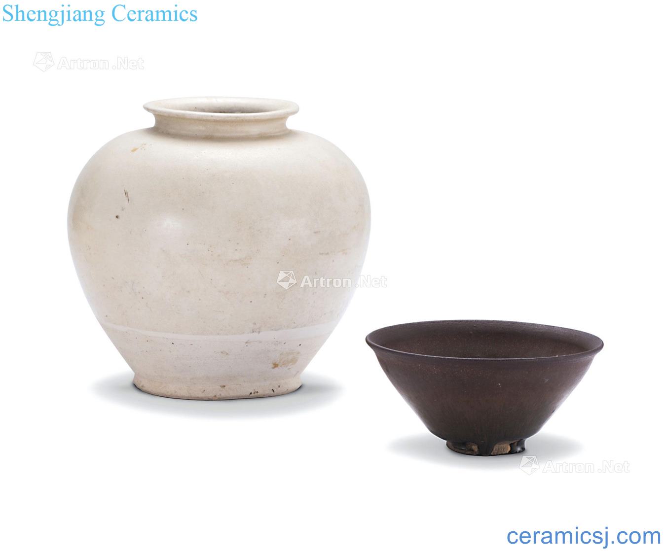 Tang white glazed pot black glaze and Song Jian kiln TuHao 盌