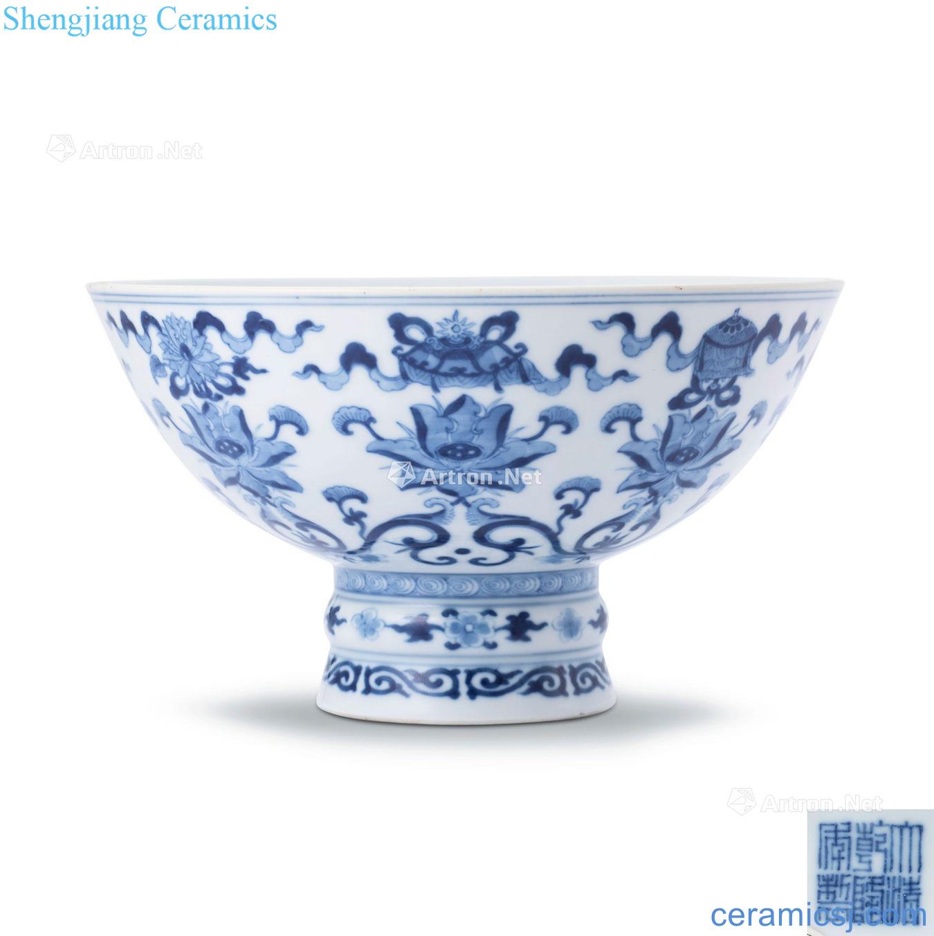 Qing qianlong Eight auspicious grain best 盌, blue and white