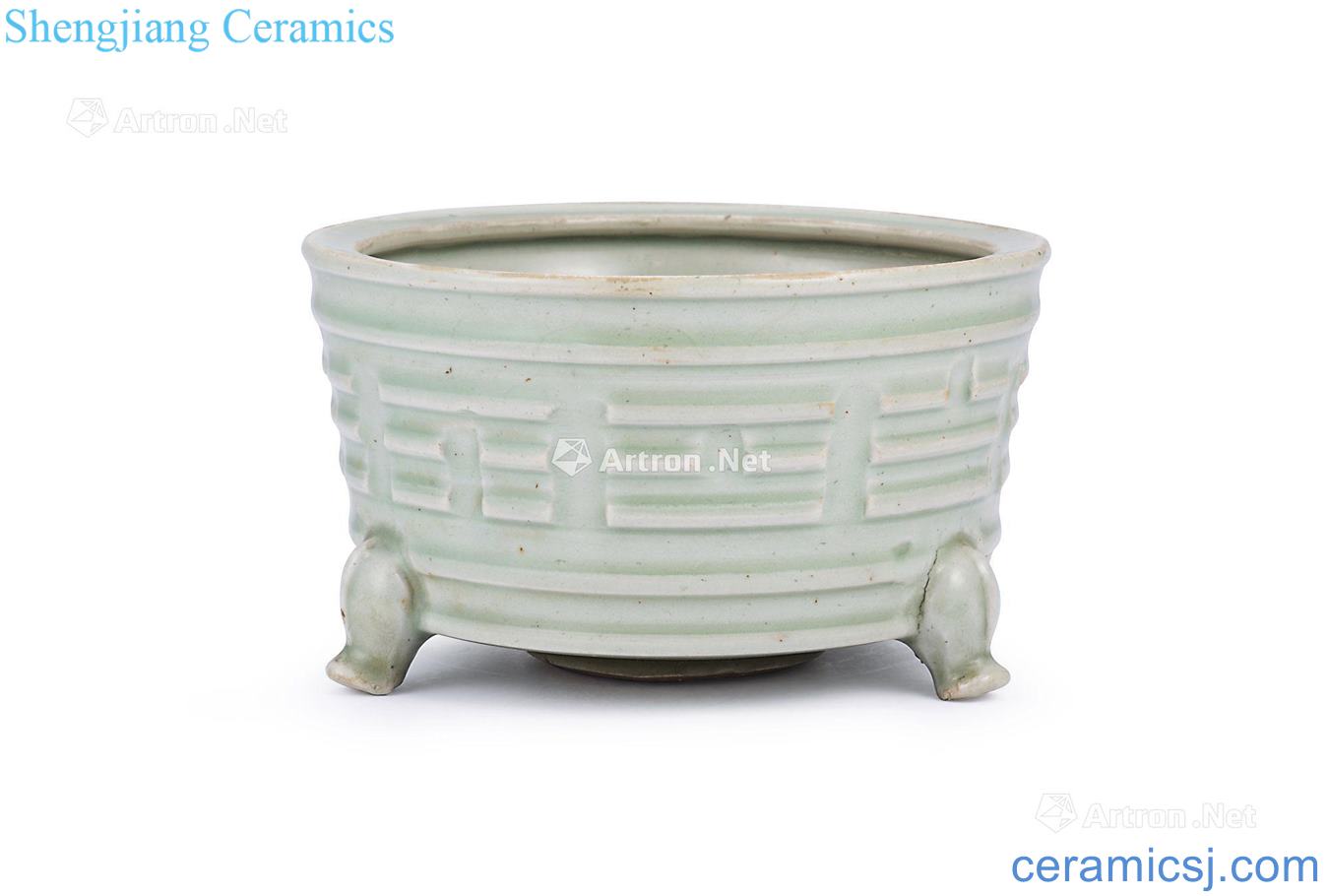 Yuan/Ming Longquan celadon glaze gossip grain jewelry box type furnace