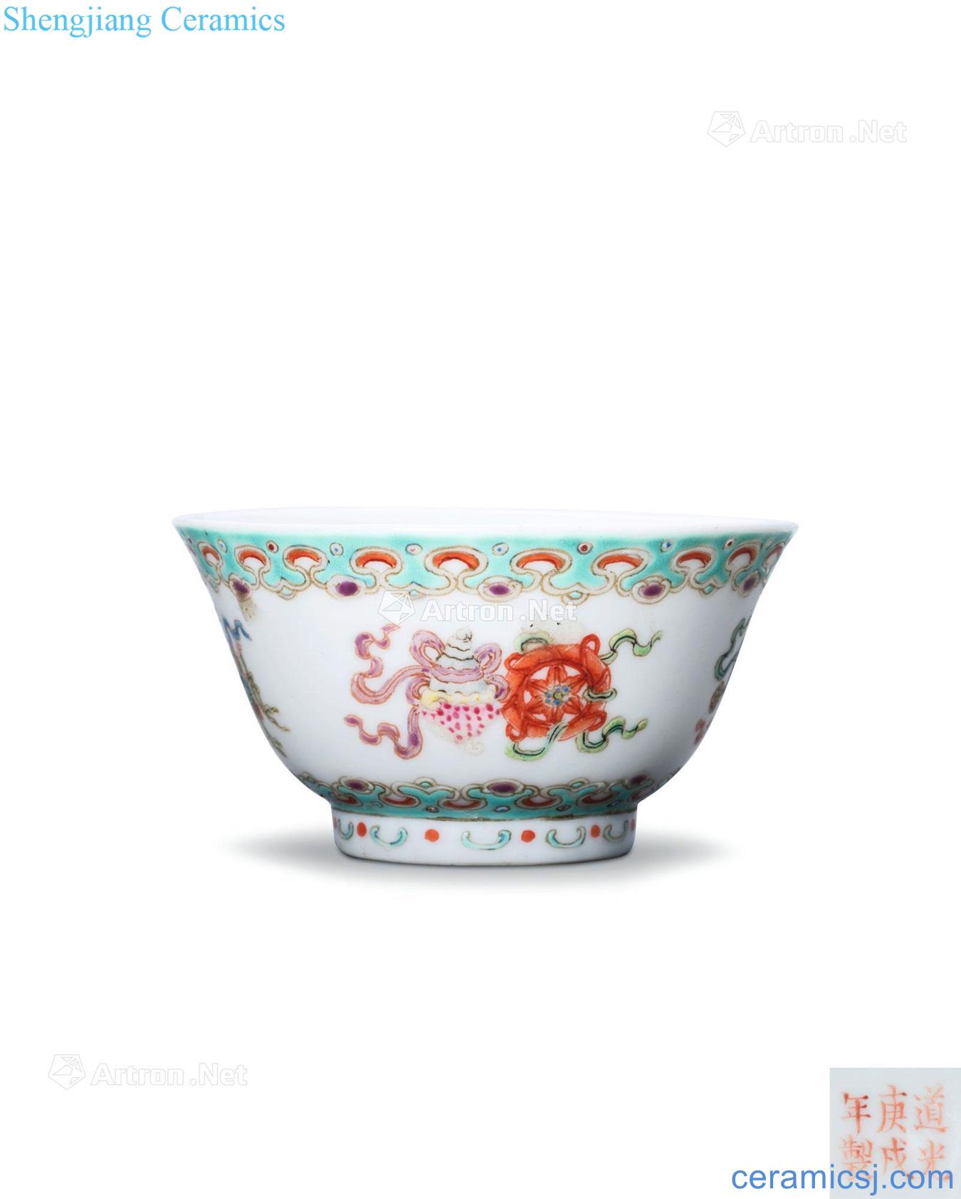 Clear light pastel eight auspicious grain cup