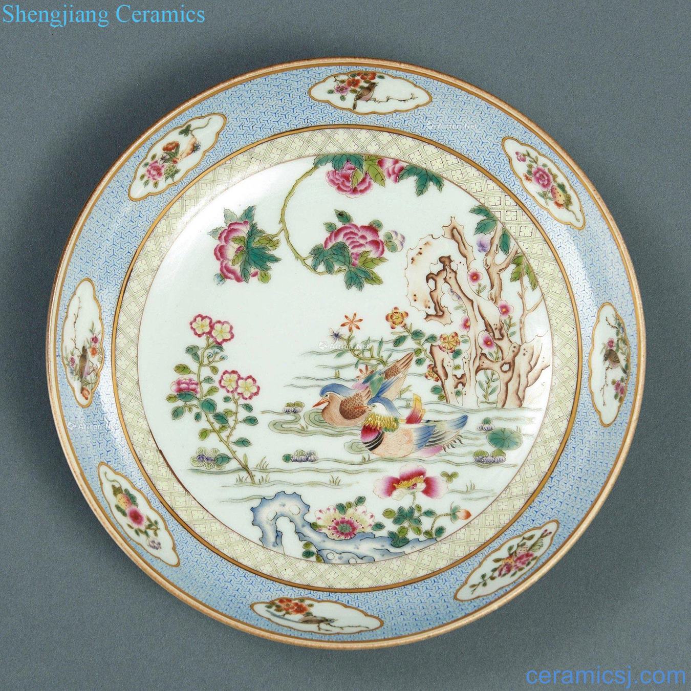 Qing qianlong enamel paint mandarin duck dishes