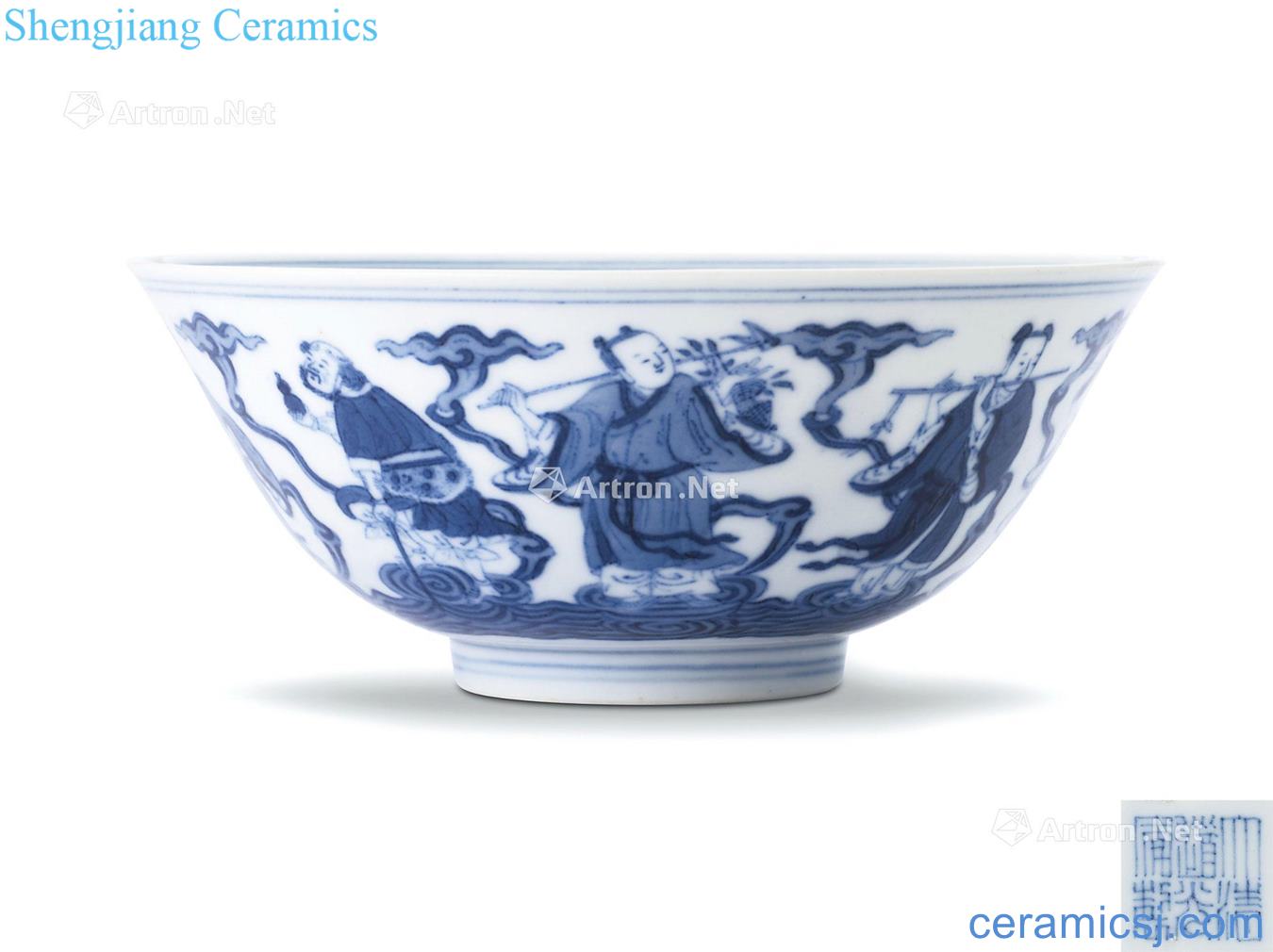 Qing daoguang Blue and white figure 盌 ensemble