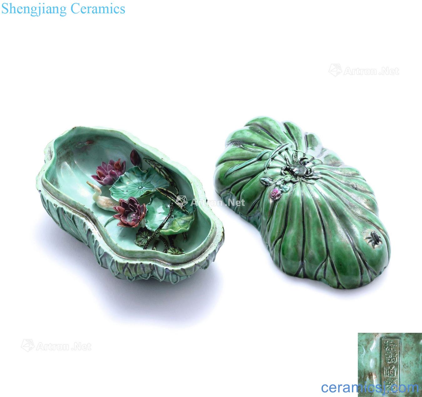 Qing xianfeng, light/Xu Xinshun pastel lotus leaf type cover box