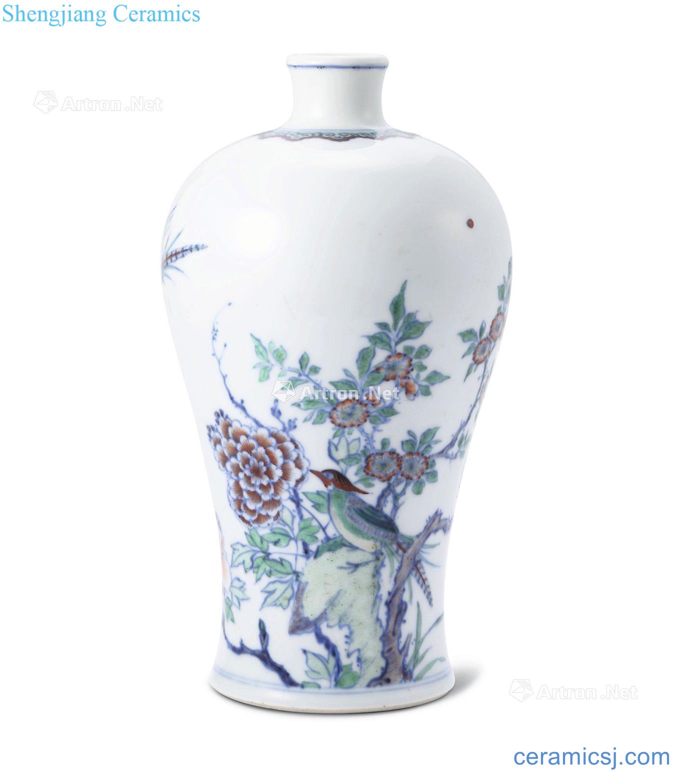 The qing emperor kangxi bucket color figure mei bottles of flowers and birds