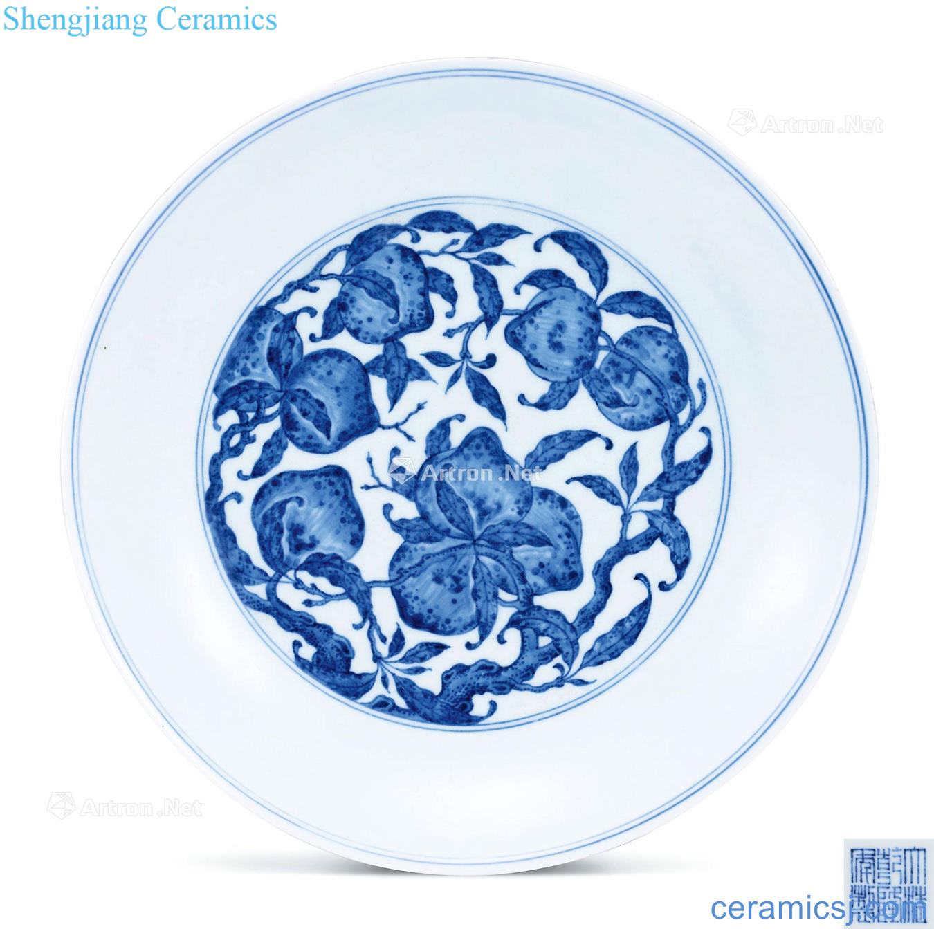 Qing qianlong Blue and white peach tray