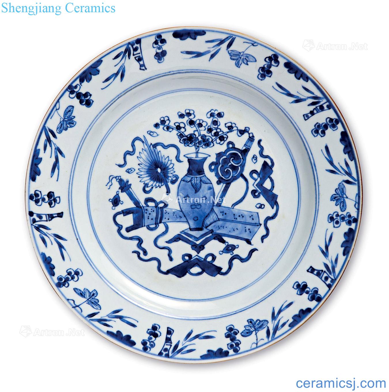 China, kangxi in the qing dynasty Kangxi blue and white flower tray