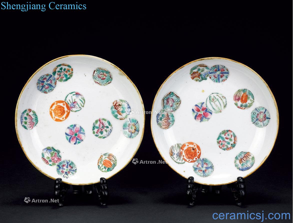 Late qing pastel flowers ball tray (a)