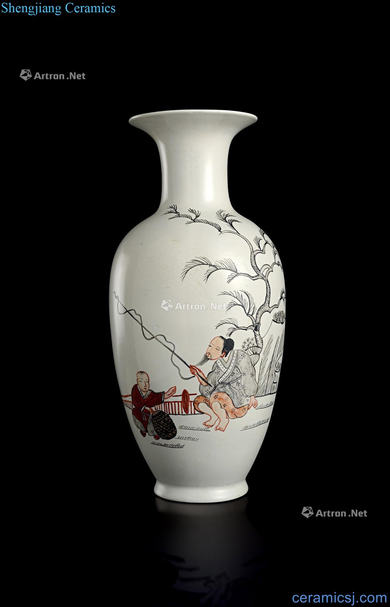 China, qing dynasty grain bottle pastel characters