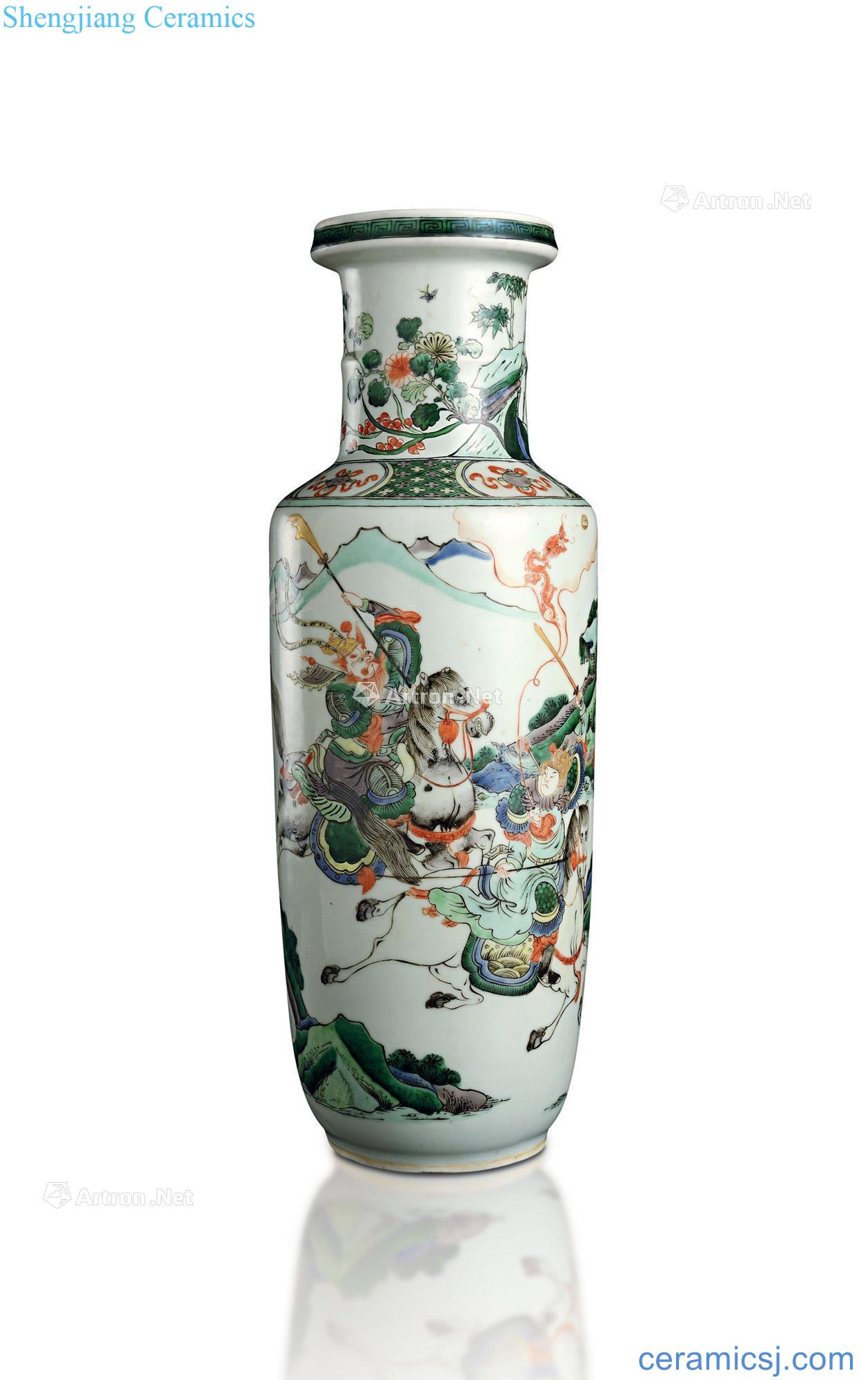 China, in the late qing dynasty grain wooden stick bottle colorful characters