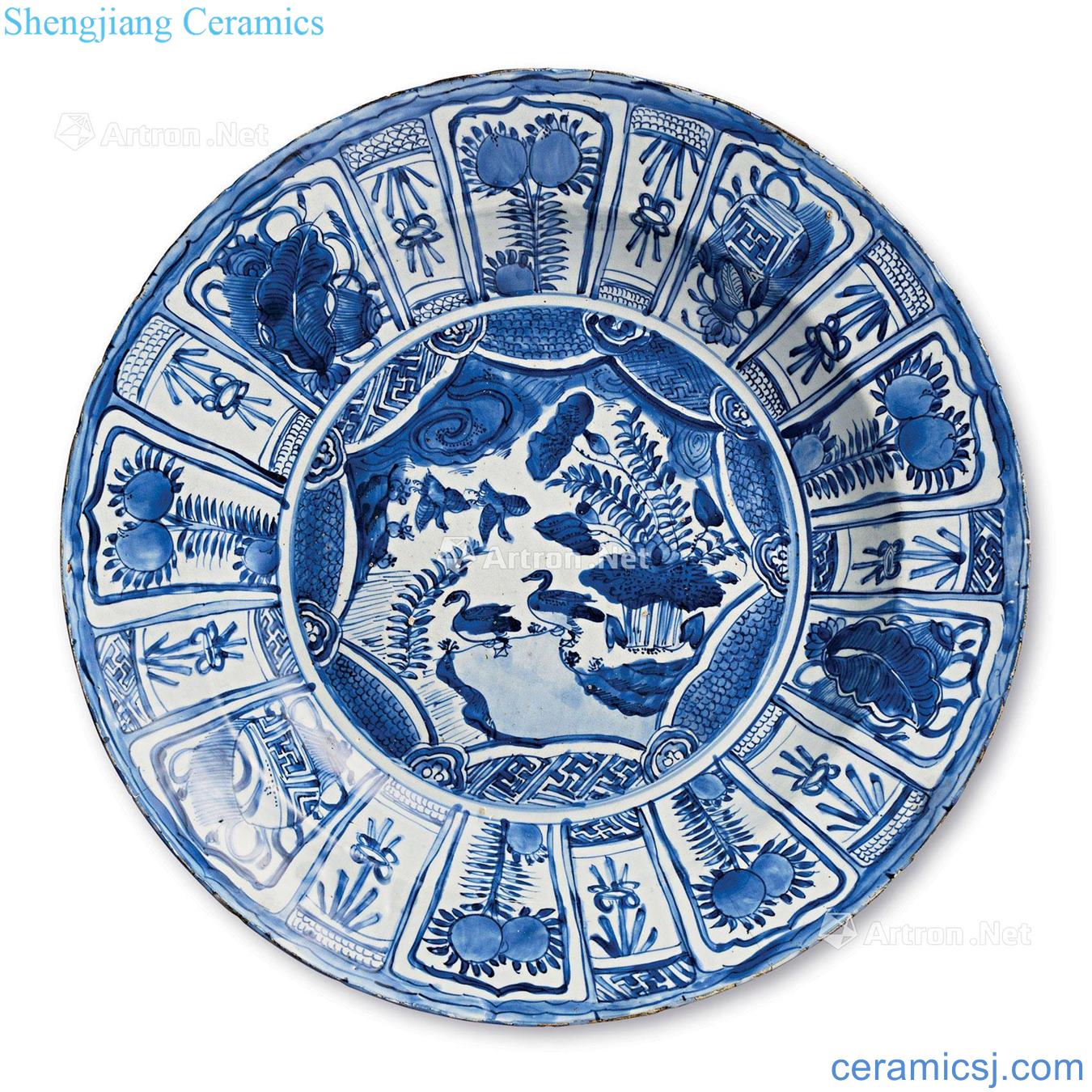 China, the Ming dynasty Clark, blue and white flower on the grain market