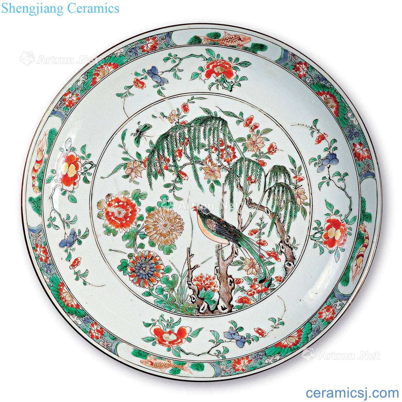 China, kangxi in the qing dynasty Colorful flowers and birds tray