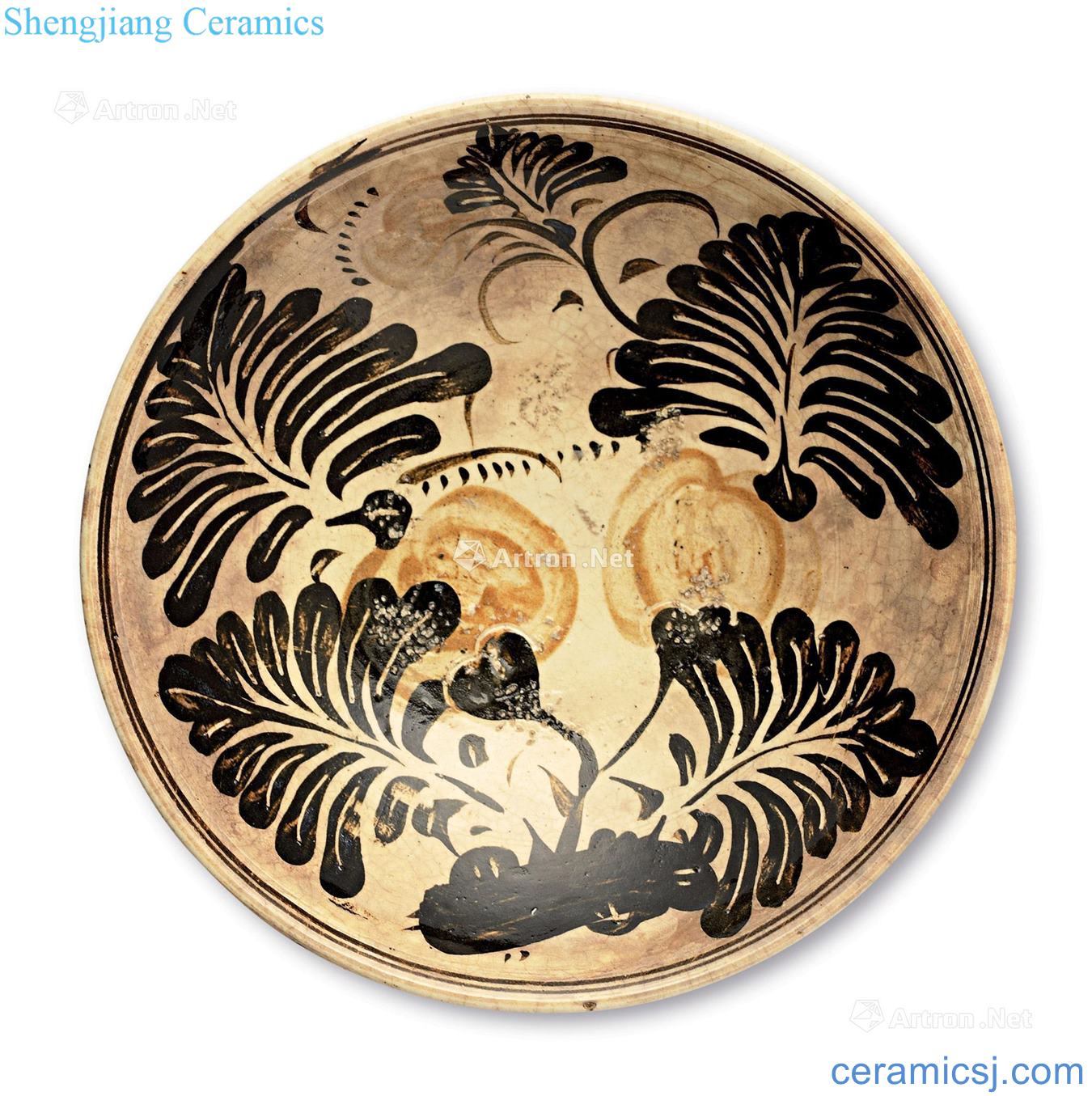 China, the song dynasty Black flower craft hecai fruit grain big bowl
