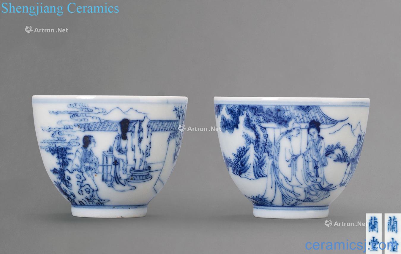 Qing dynasty blue-and-white west chamber grain cup (a)