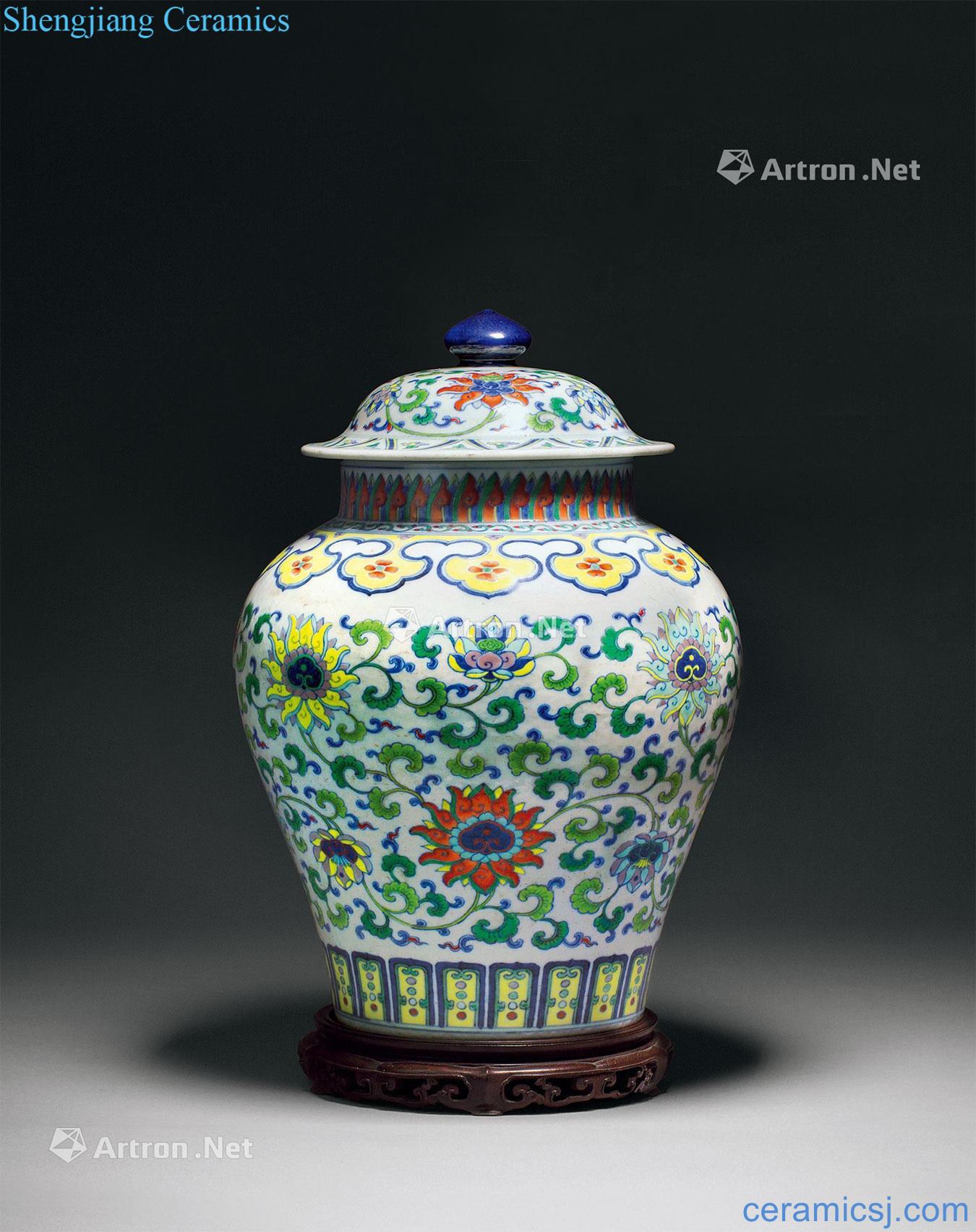 Qing general bucket color flower grain tank