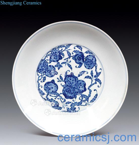 Qing qianlong Blue and white peach disc