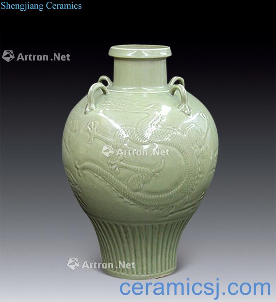 The yuan dynasty Long Quanlong grain big bottle