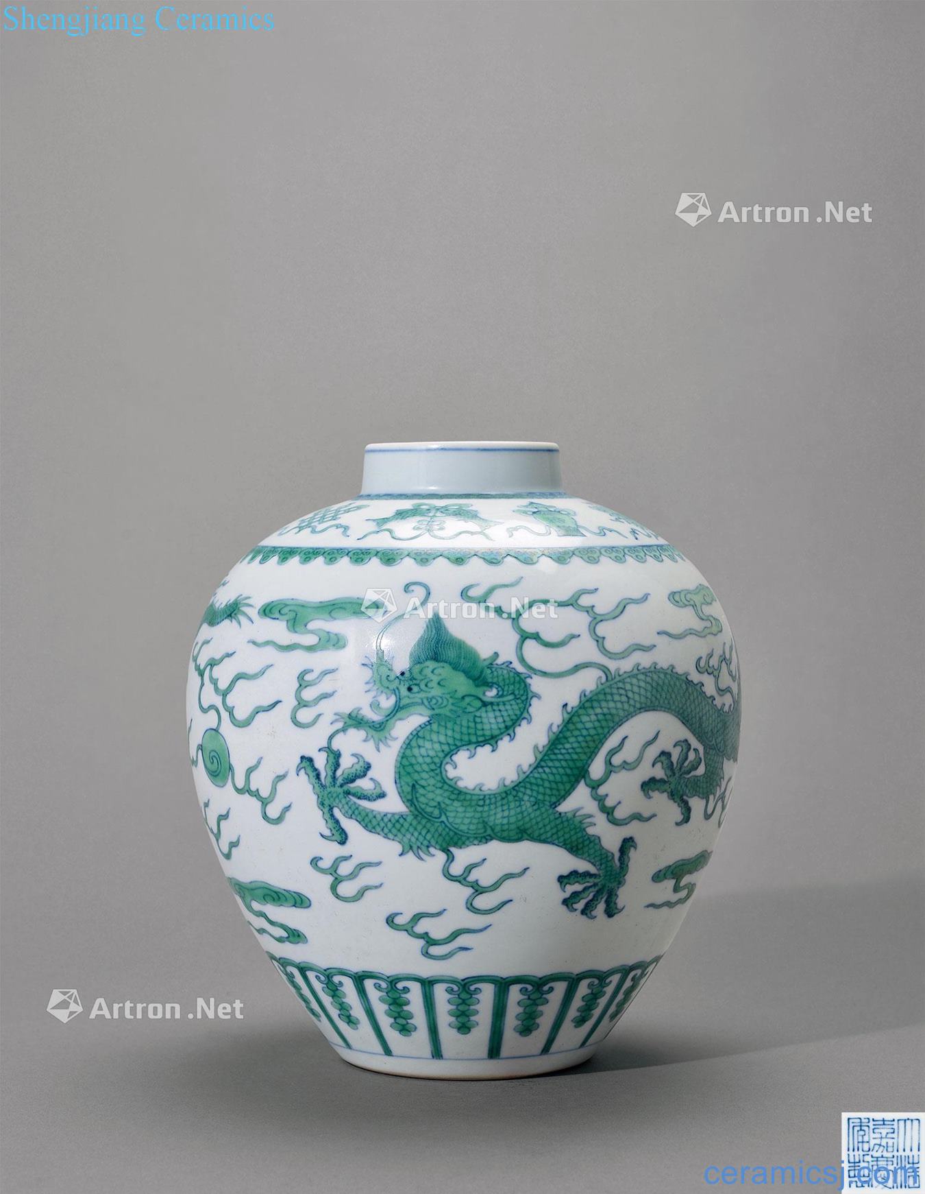 Qing jiaqing bucket color green dragon tank