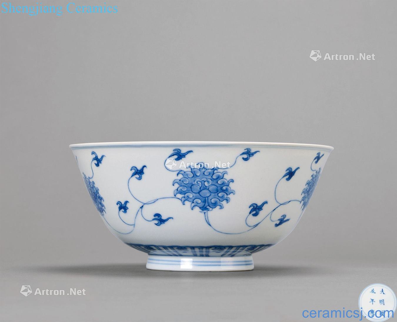 The qing emperor kangxi Blue and white tie green-splashed bowls