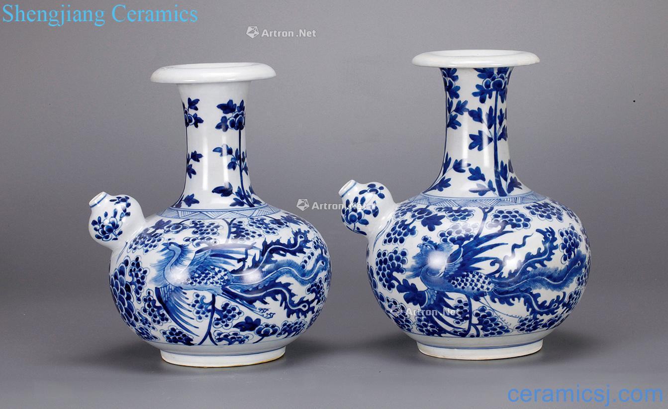 qing Blue and white FeiFeng grain army a pot of (a)