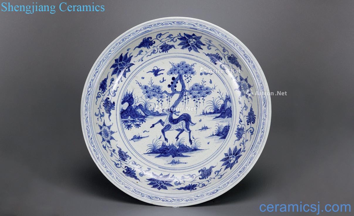 yuan Blue and white pine LuChangChun pattern plate