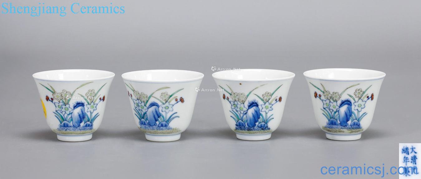 Qing guangxu Blue and white color bucket cup
