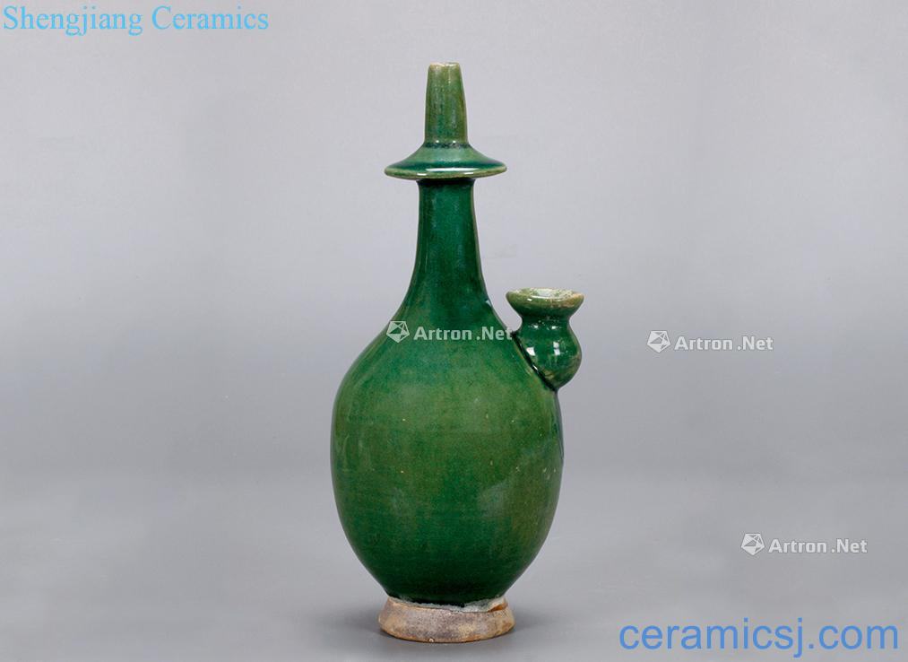 Tang green glaze net bottle