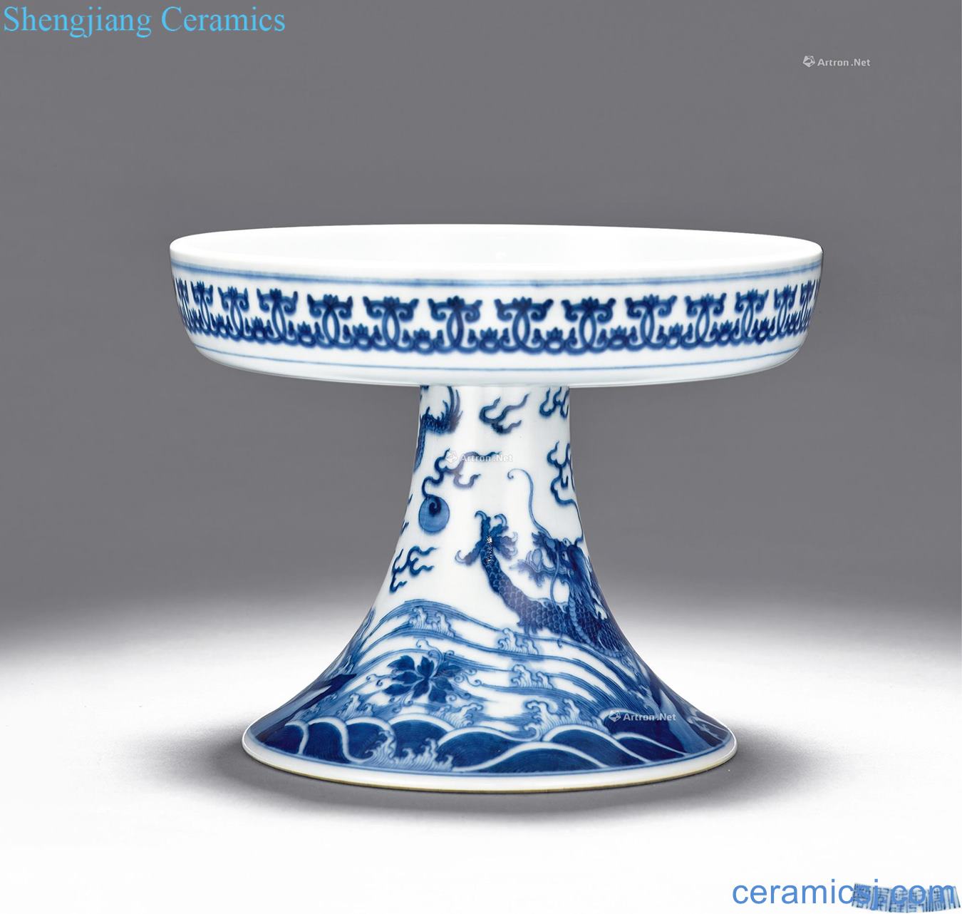 Qing qianlong Blue sea carp jump longmen compote