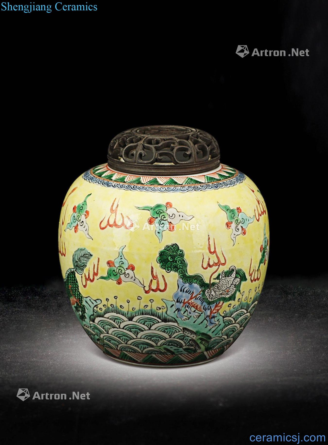 The qing emperor kangxi Yellow colorful sea grain tank