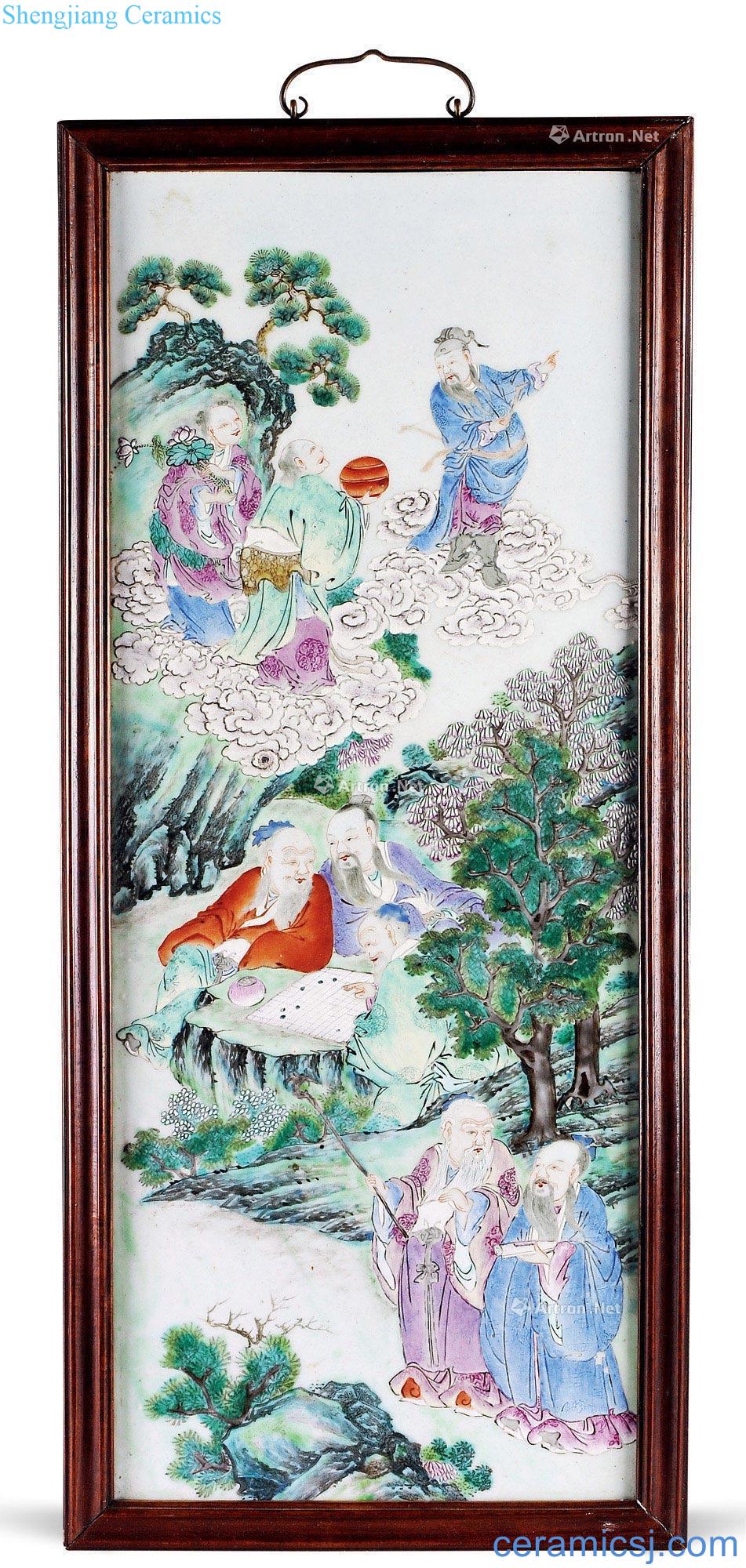 Qing qianlong pastel group right as fairy figure porcelain plate