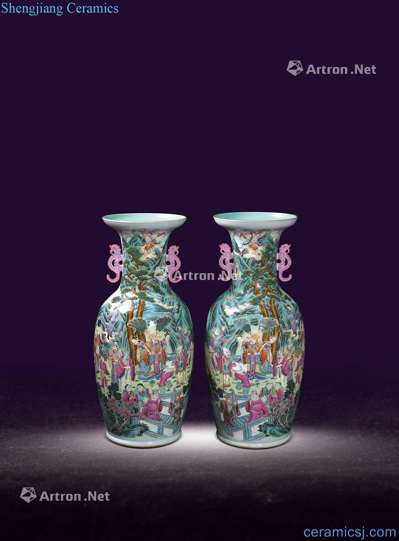 In late qing dynasty vase with a pastel samsung GongShou ssangyong (a)