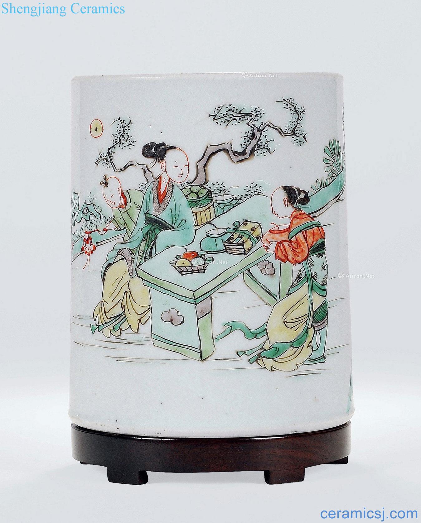 The qing emperor kangxi Colorful had pen container