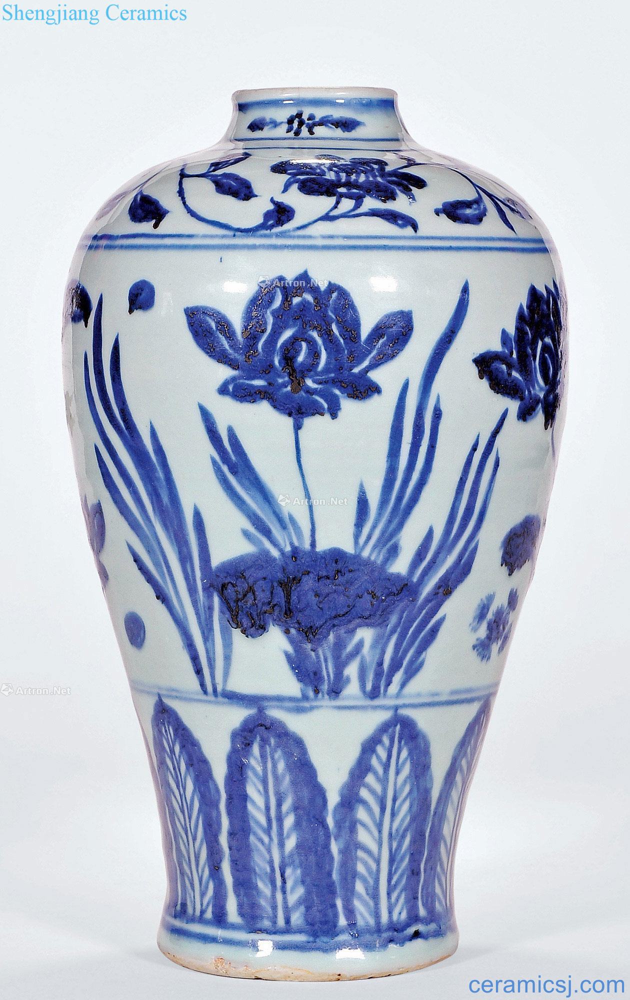 MingZhengTong/XFX Blue and white lotus grain mei bottle