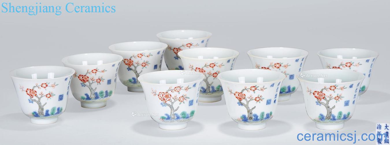 dajing Ten colorful plum flower flora cup (a)