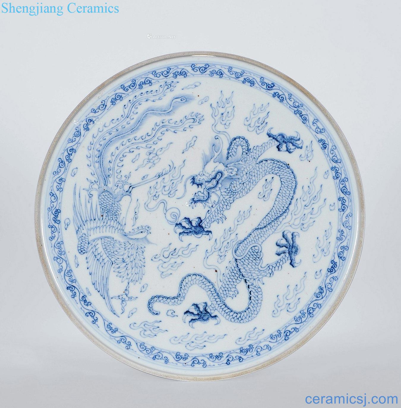 The qing emperor kangxi Blue and white figure round porcelain plate in extremely good fortune
