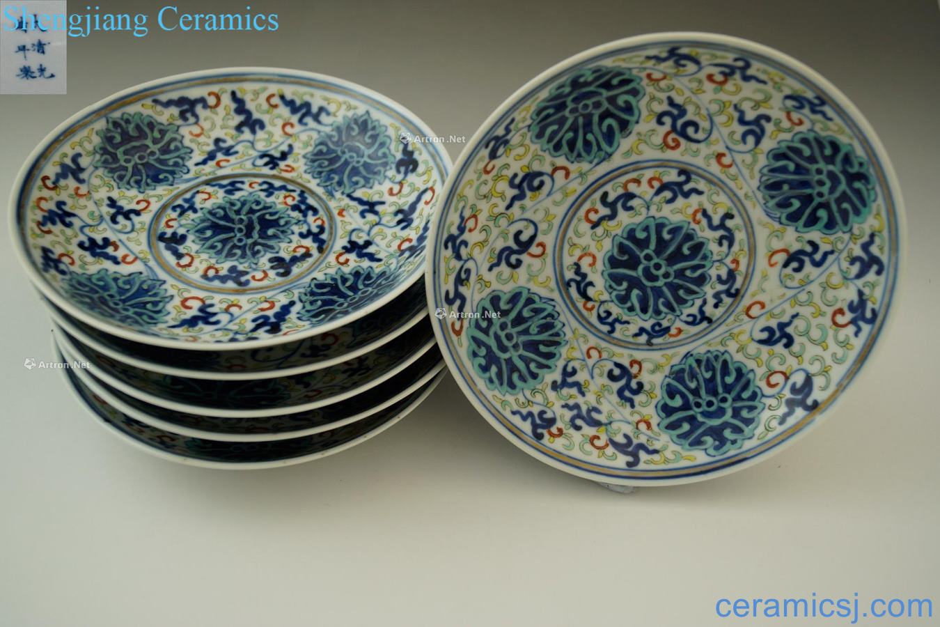 Qing guangxu bucket color flower pattern plate (6)