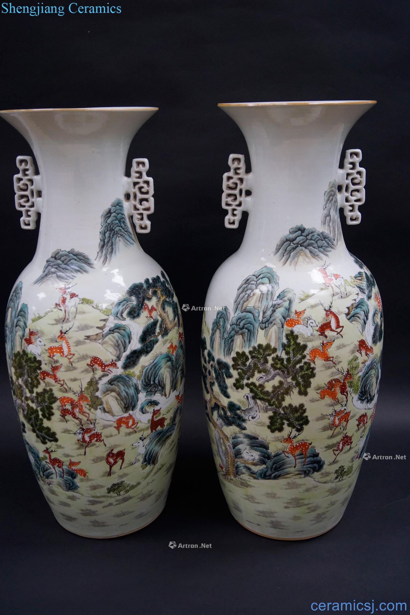Pastel in late qing dynasty the deer bottle (a)