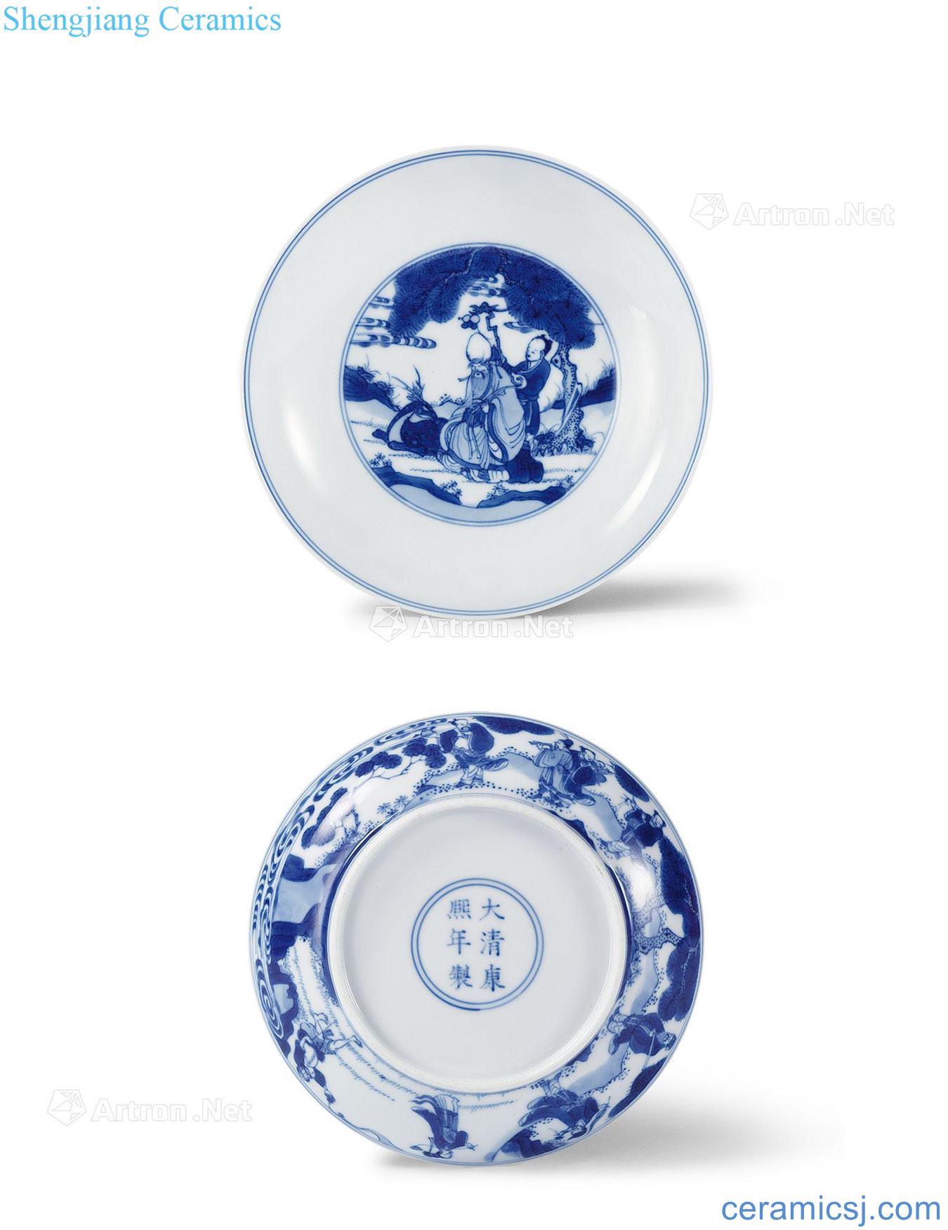 The qing emperor kangxi Blue and white the eight immortals tray