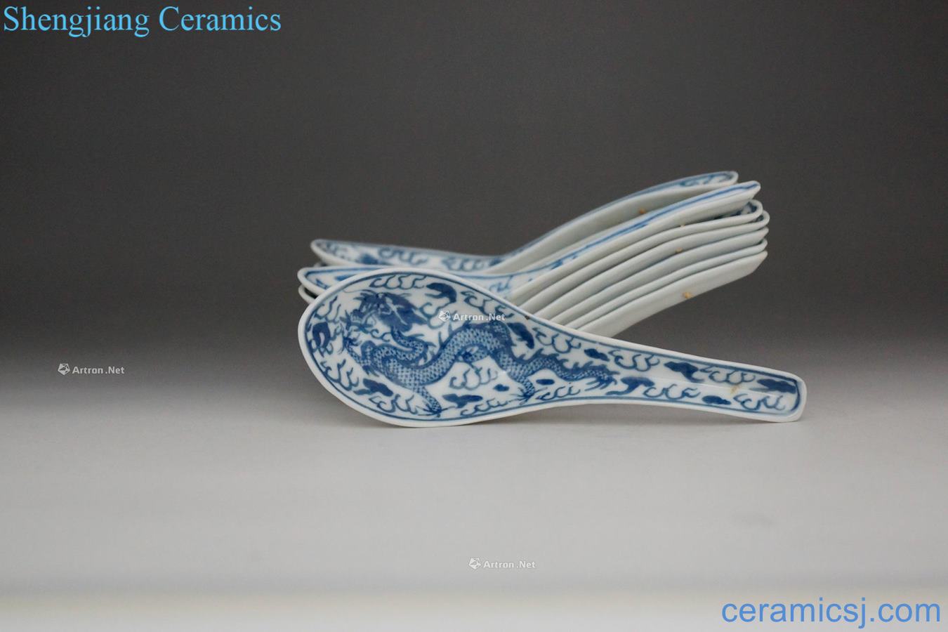 Qing guangxu Blue and white dragon with five claws key (14)