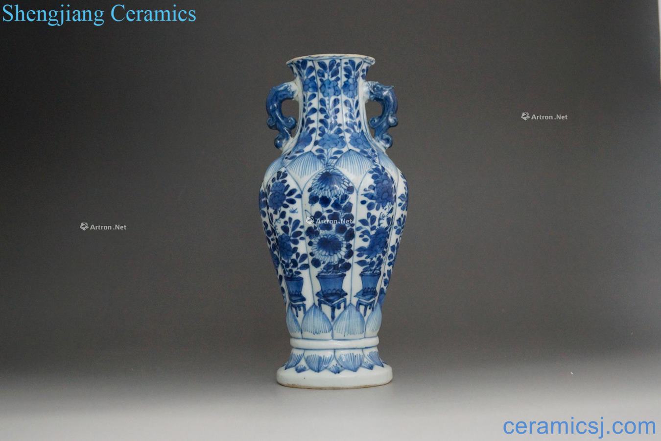 The qing emperor kangxi Blue and white floral design