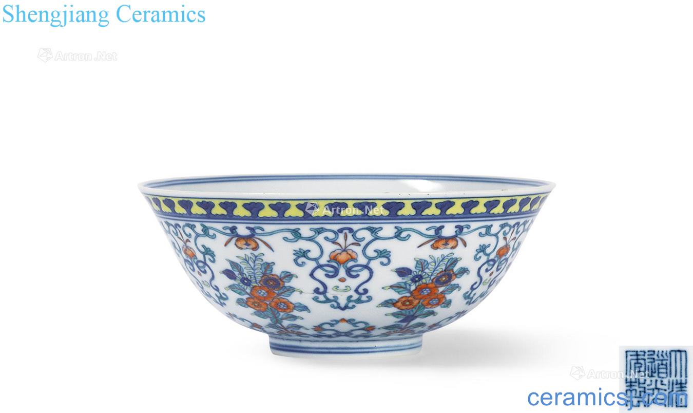 Qing daoguang dou CaiTuan chrysanthemum green-splashed bowls