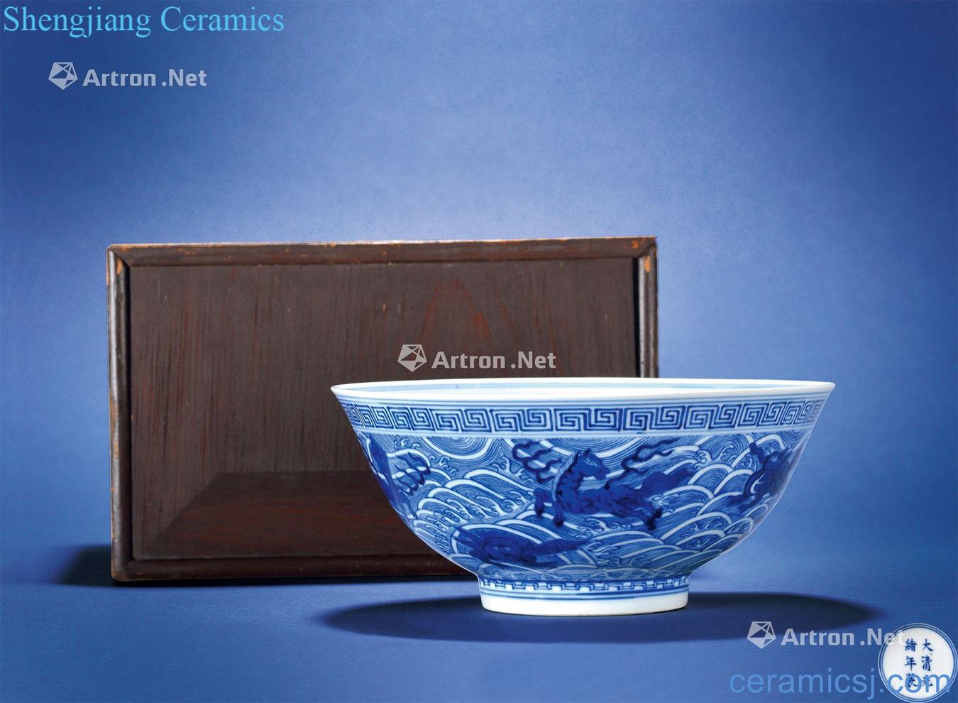 Qing guangxu Blue sea sea eight weird grain big bowl
