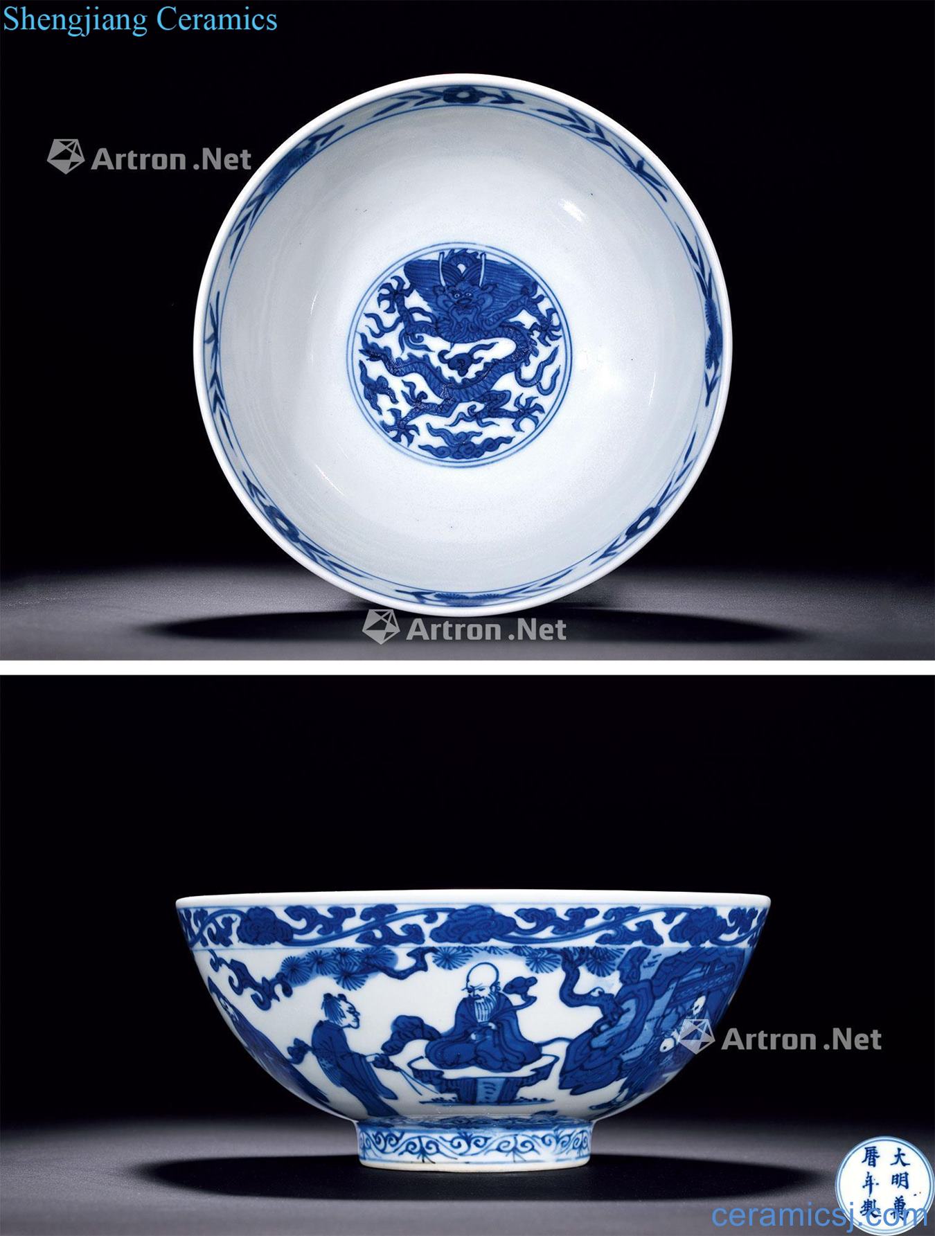 Ming wanli Celebrates the life of the head on the eight immortals kiln porcelain bowl of dragon pattern